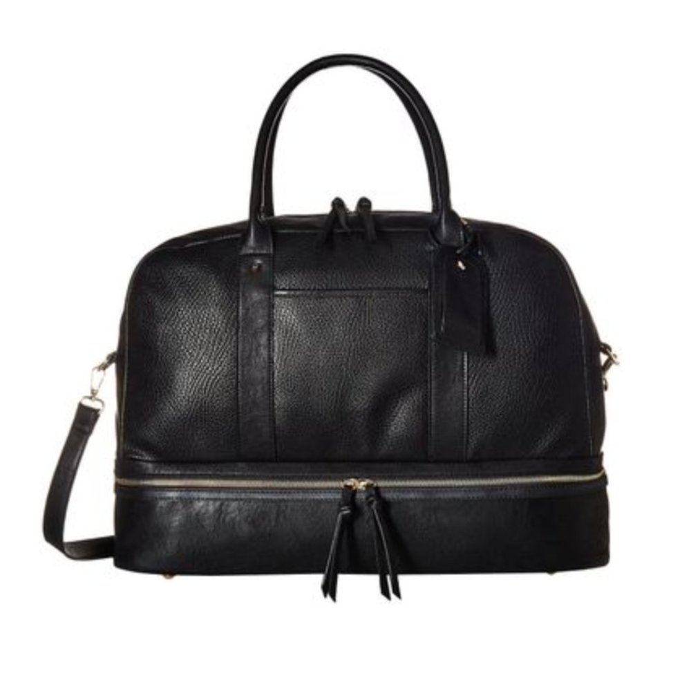 Sole Society Mason Black Leather Weekender Carry-on Travel Bag